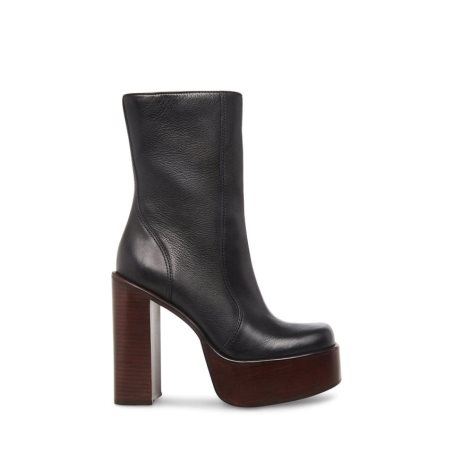 Black Steve Madden Dwane Leather Women's Ankle Boots | PH 7953Y16M